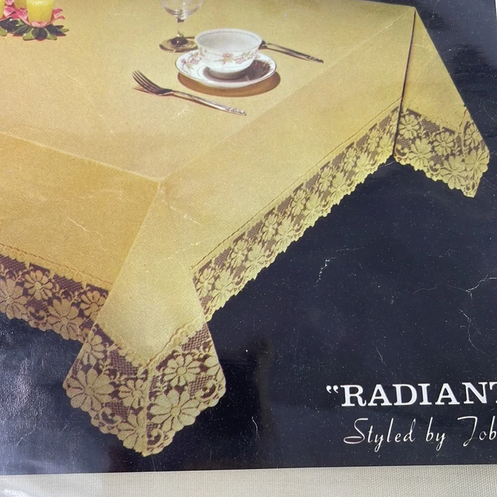 Vintage 1960s–1970s “Radiant” Lace Trim Tablecloth 67x90 Oblong NWT